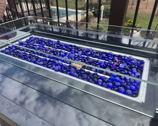 INNUMIA Outdoor Propane Stone Glass Frame Fire Pit (27-1/2"D x 43"W x 30"H)