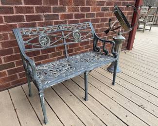 Wrought Aluminum Outdoor Bench (37"W x 20"D x 28-1/2" Back Height)