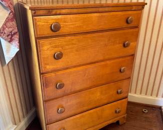 Maple 5 Drawer Drop Down Hide-A-Desk Dresser (32"W x 19"D x 45-1/2"H)