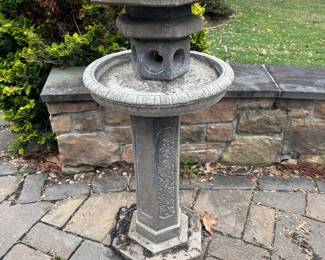 Outdoor Concrete Pagoda Birdbath