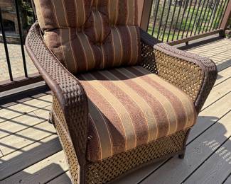 Lloyd Loom Outdoor Wicker Upholstered Removable Seat Cushion Armchair (32"W x 38"D x 37" Back Height)