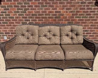 Lloyd Loom Outdoor Wicker Removable Cushion Sofa (38"D x 80"W x 37" Back Height)