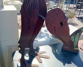 steel cut vulture sculpture 