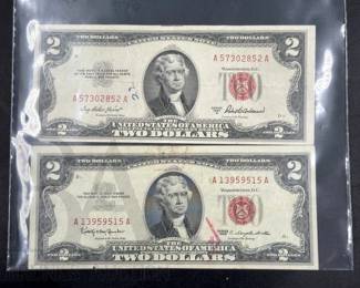 1963 red seal $2 bills