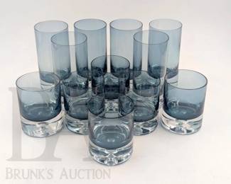 blue Block glass tumblers and highballs