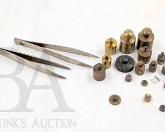 brass weights and tool 