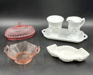 milk glass and cranberry glass
