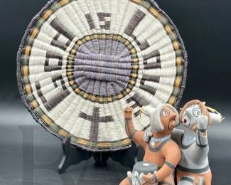Native American basket & pottery figures