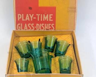green vintage play time glasses