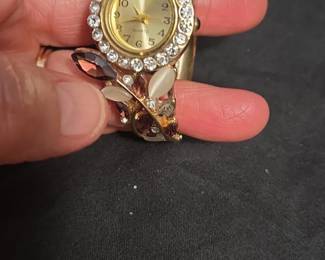 Womens Rhinestone Bangle Watch B