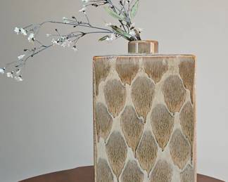 Rectangular Ceramic Vase with Diamond Pattern