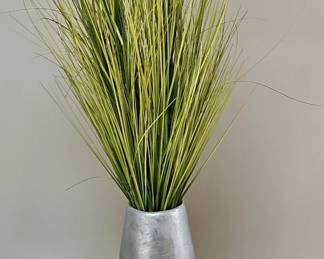 Artificial Grass in Silver Vase