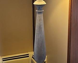 Distressed Gray Spindle Floor Lamp