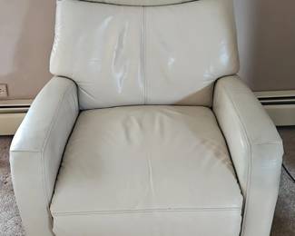 Cream Leather Power Swivel or Rocking Recliner