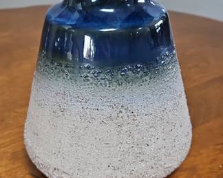 Textured Blue Glazed Vase
