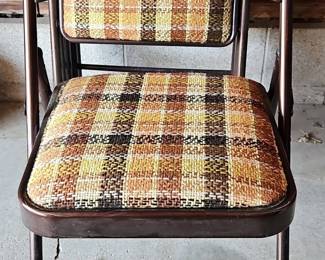Vintage Plaid Folding Chair set of
