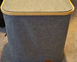 Fabric Laundry Basket with Bamboo Trim