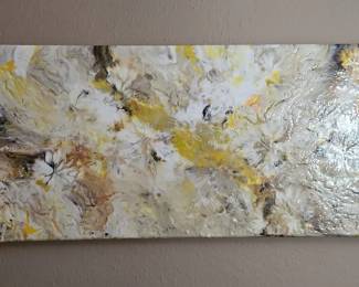 Gold and White Abstract Painting