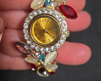 Crystal Leaf Bangle Watch