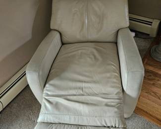Cream Leather Power Swivel or Rocking Recliner third image