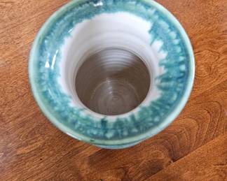 Turquoise Drip Glaze Studio Vase second image