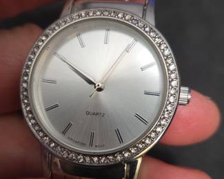 Womens Rhinestone Bezel Quartz Watch