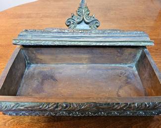 Antique Ornate Bronze Stamp Box second image