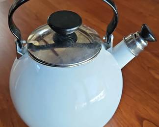 White Enamel Whistling Kettle