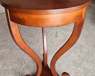 Vintage Cherry Wood Pedestal Accent Table