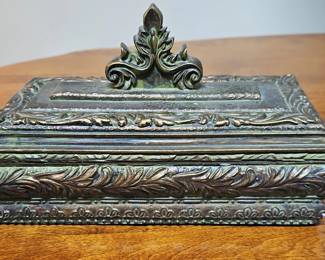 Antique Ornate Bronze Stamp Box