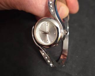 Womens Rhinestone Bangle Watch