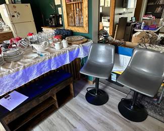 Shoe bench and swivel counter stools