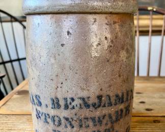 James Benjamin Stoneware Crock~ $175