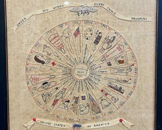 Amazing Hand Embroidered Americana Timeline~ $395