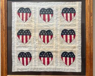 Framed Patriotic Heart Quilt Sampler~ $175