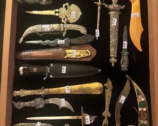 COLLECTION OF INTERNATIONAL LETTER OPENERS, KNIVES AND DAGGERS