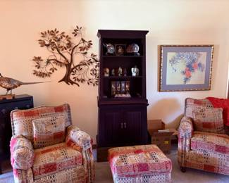 chairs, ottoman, cabinet, decor,