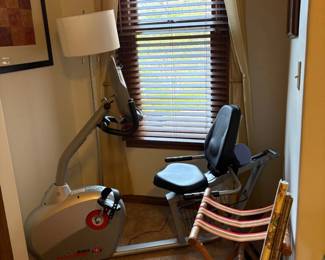 exercise bike, luggage stand