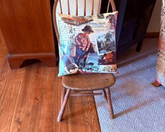 antique chair, pillow
