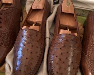 Moreschi Ostrich leather mens shoes size 10.5