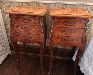 Pair of vintage 3 drawer Louis XV style nightstands
