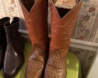 Ostrich leather Fry boots