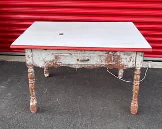 Vintage enamel farmhouse table