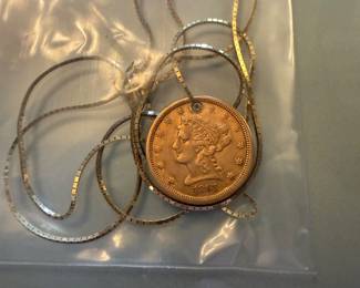1861 Gold Liberty Coin Necklace 