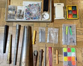 Jewelry Making Tools & Supplies: Mandrels, Beads, Leather Hole Punch Kit & More Lot #: 128