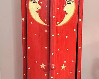 Folk Art Hand Painted Cabinet With Moons Lot #: 26