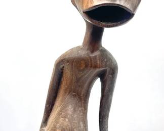 Vintage Folk Art Hand Carved Wood Sculpture Of Mother & Child Lot #: 31