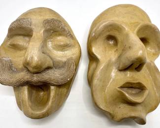 2 Kenny Goodman 1985 & 1986 Plaster Wall Sculptures Of Heads Lot #: 13