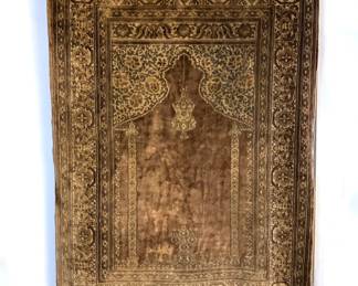 Antique Hand Knotted Turkish Prayer Rug With Wall Hanger Lot #: 8