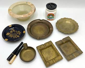 Vintage Ash Trays, Cigarette Holders & Weed Jar Lot #: 79